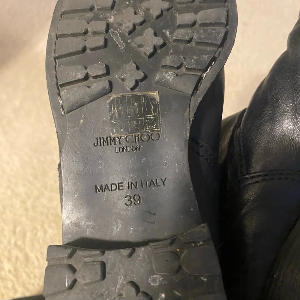 Jimmy Choo Leather Buckle Biker Fur Lined Boots - Picture 11 of 11